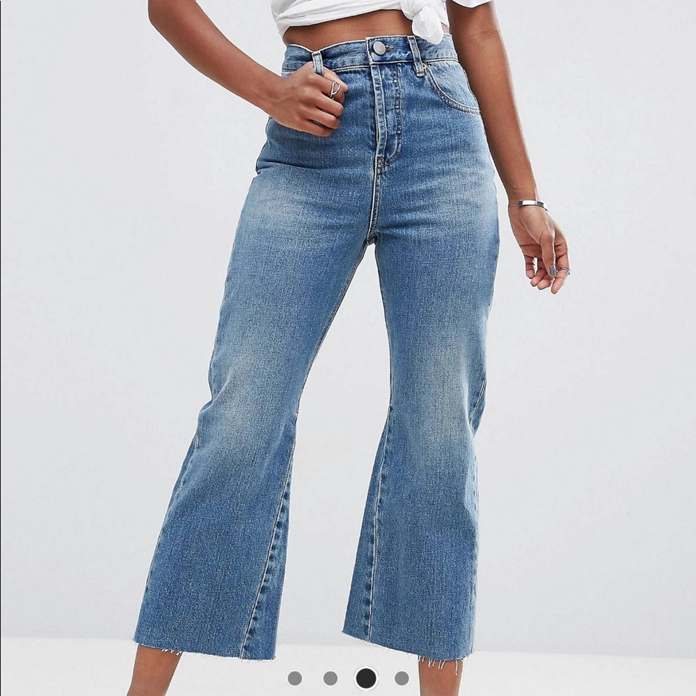 ASOS size 26 cropped flared jeans.